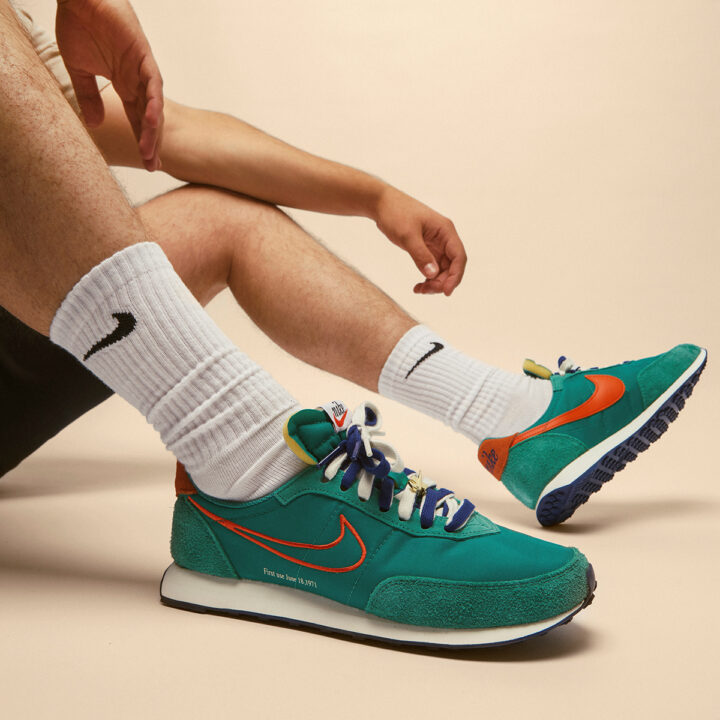 Nike Waffle 2 in Green with White Nike Socks and Shorts