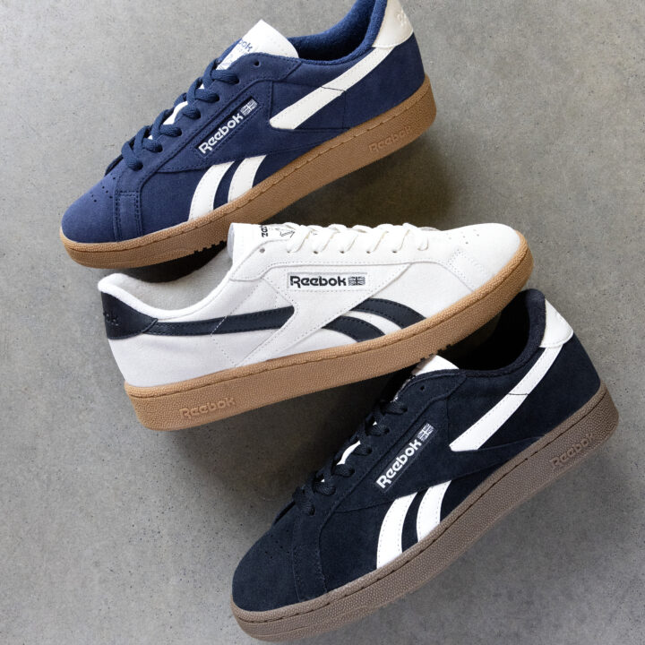 Reebok styles in white, blue, and black