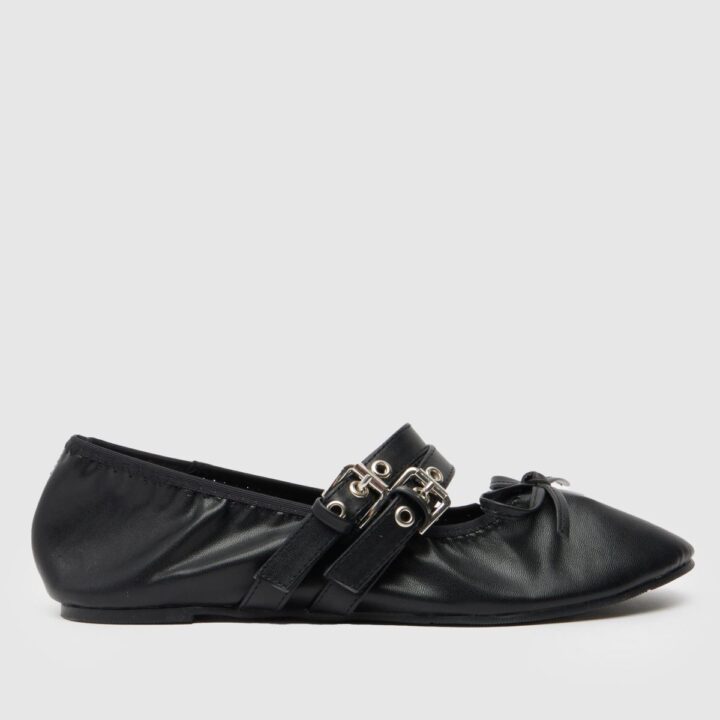 octavio buckle ballet flat shoes in black