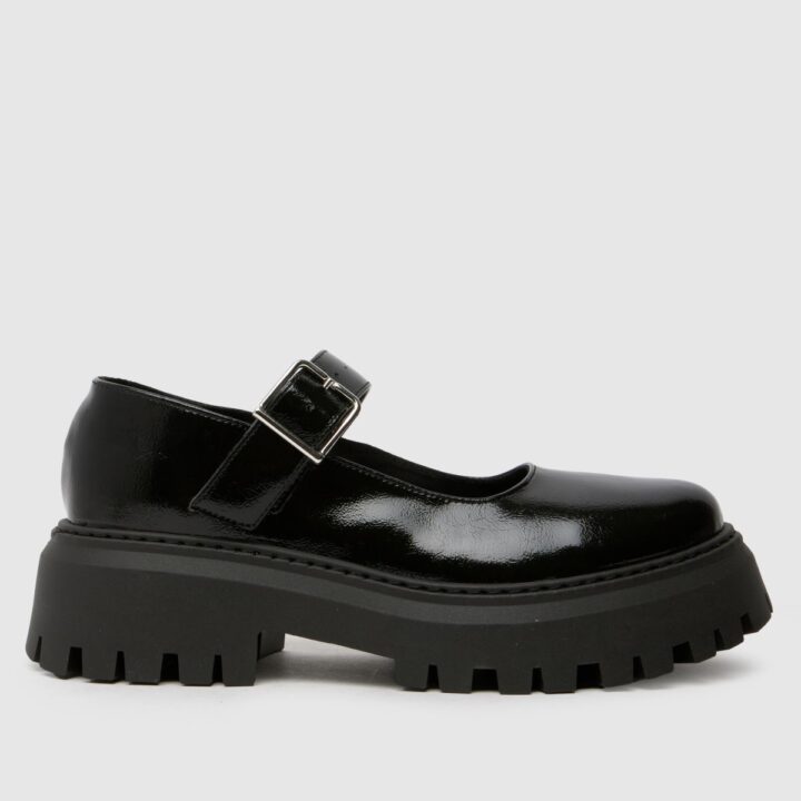 schuh Lash Chunky Mary Jane Flat Shoes in black