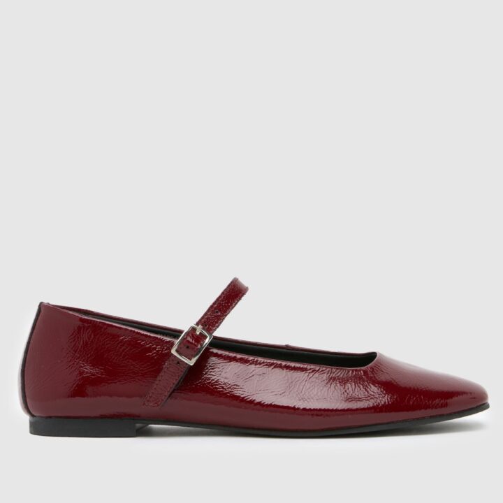 schuh layna leather ballerina shoes in red