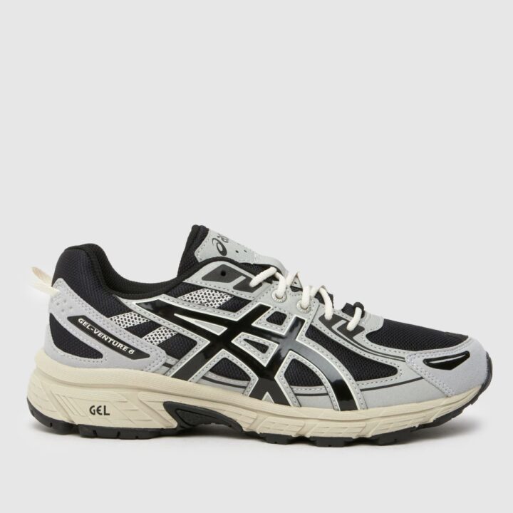 Asics Gel Venture 6 trainers Silver and Black