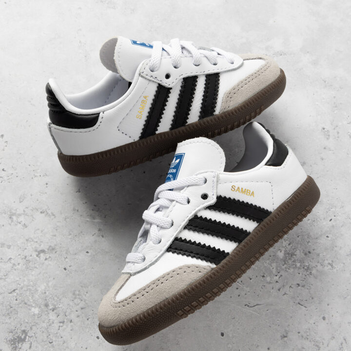 Kids Black and White adidas samba trainer