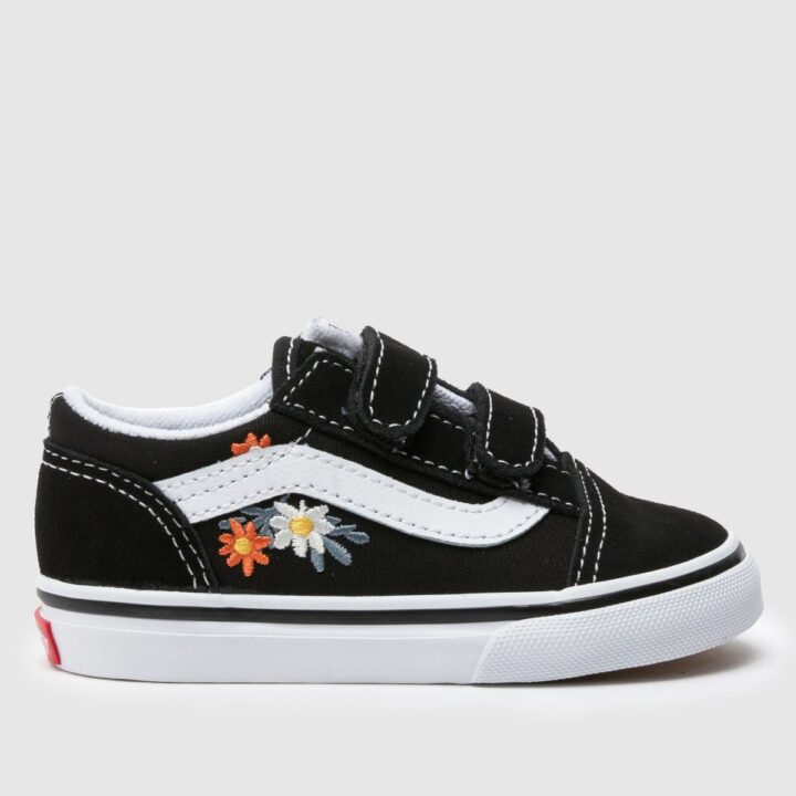 Kids Black Floral Vans Trainer