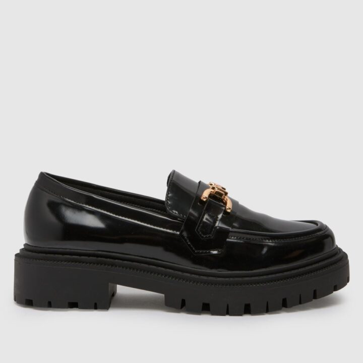 Wide Fit lumina snaffle loafer flat shoes in black