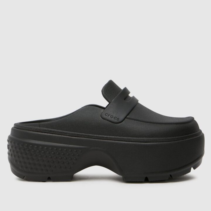 stomp loafer flat shoes in black
