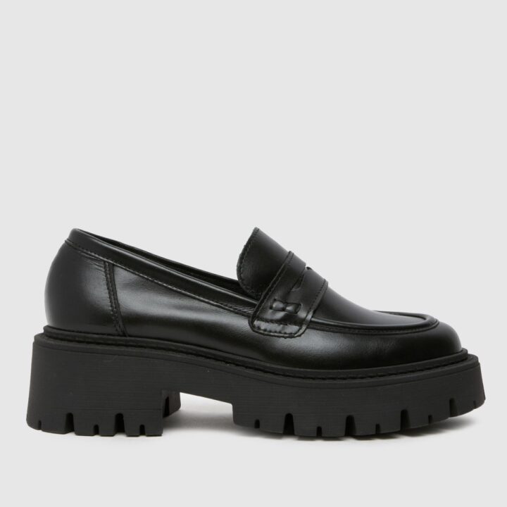 lennox chunky loafer flat shoes in black