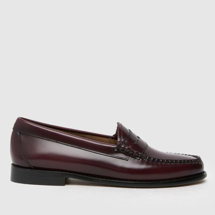 easy weejuns penny loafer flat shoes in burgundy