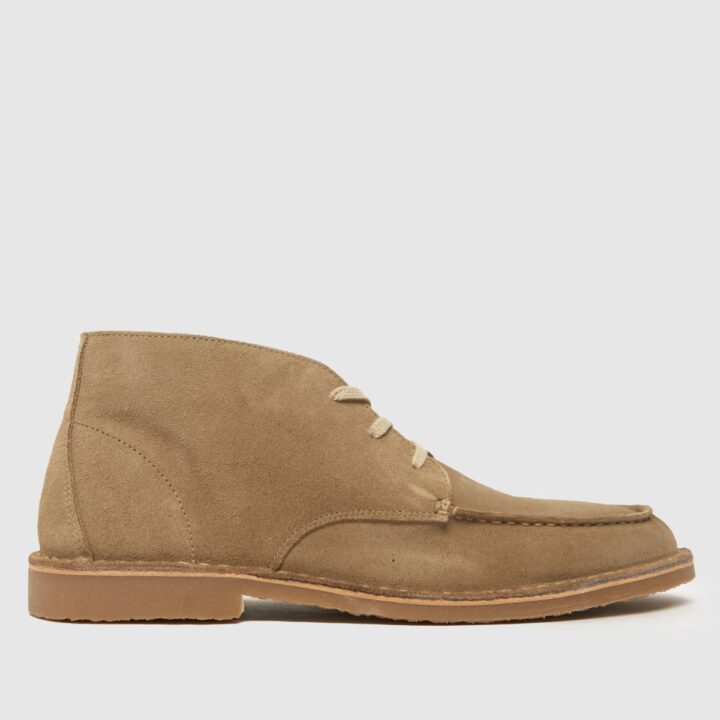 schuh dexter suede apron boots in stone,