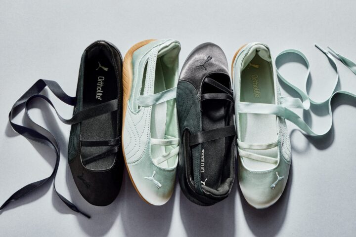 Two pairs of PUMA Speedcat Ballets, one in teal and one in black.