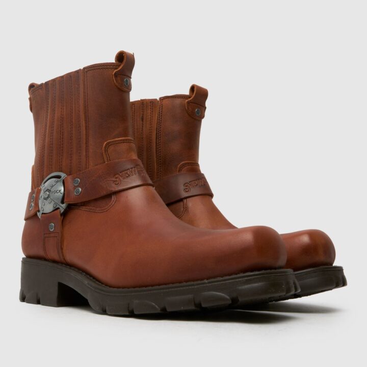 New Rock Biker Ankle Boots Brown