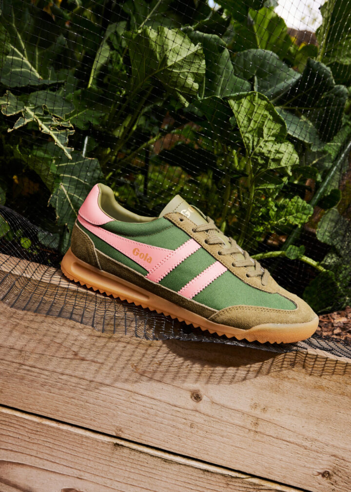 Green and pink Gola trainer.