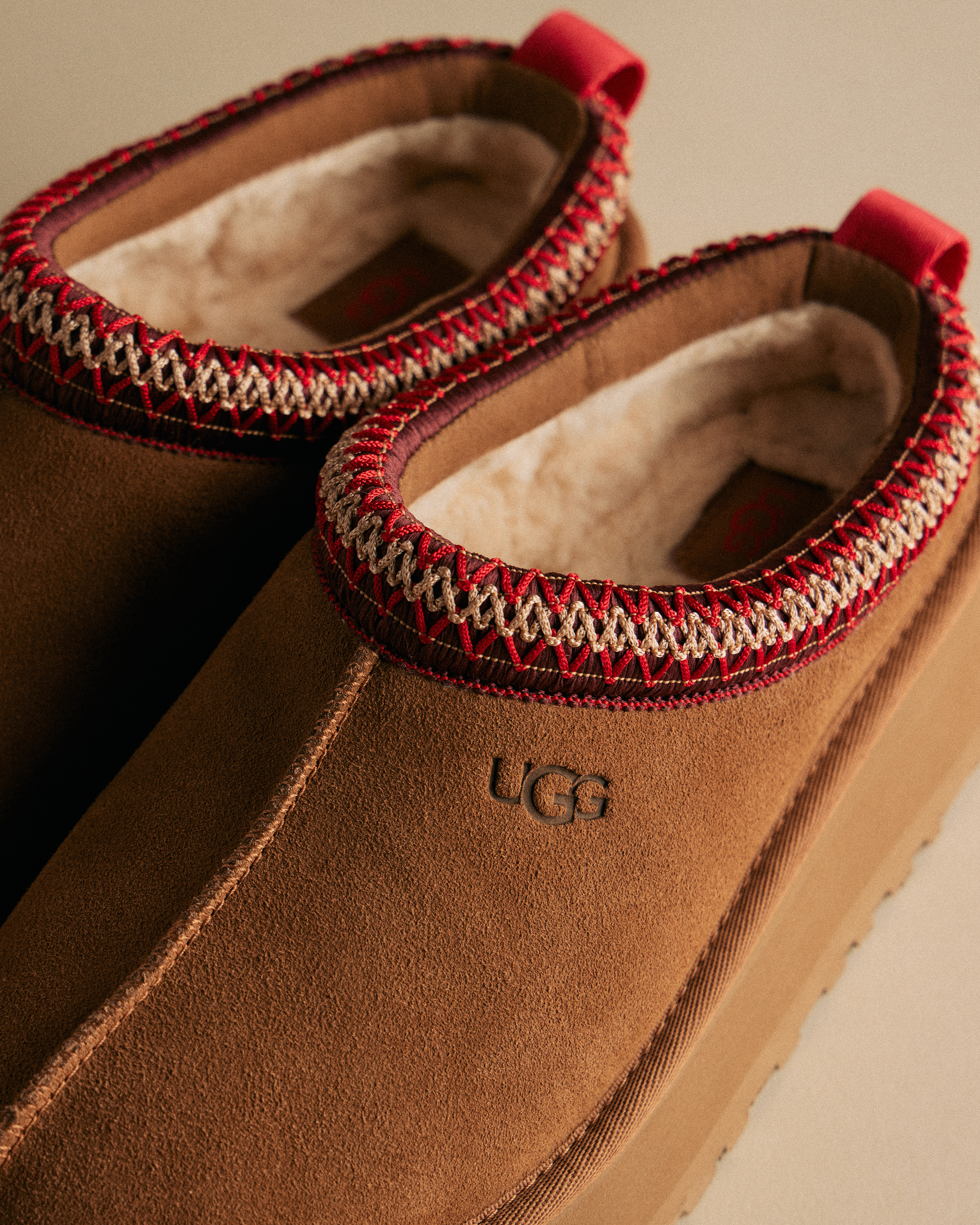 An up-close image of a pair of UGG Tazz.