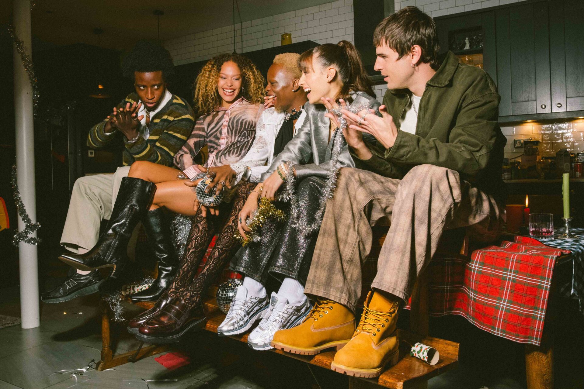 A group of friends at a Christmas party.