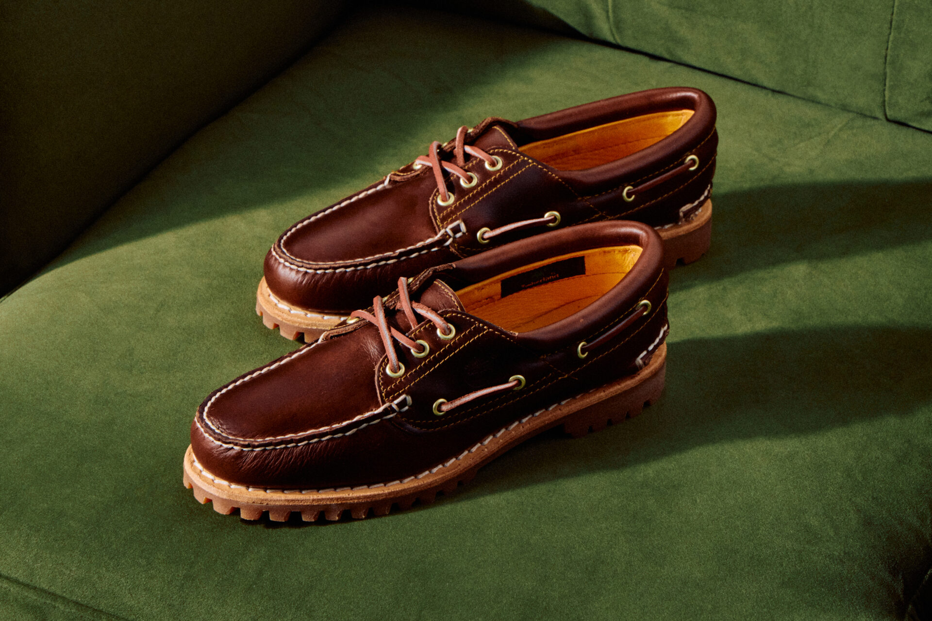 A pair of Timberland Heritage Norreen boat shoes in brown.